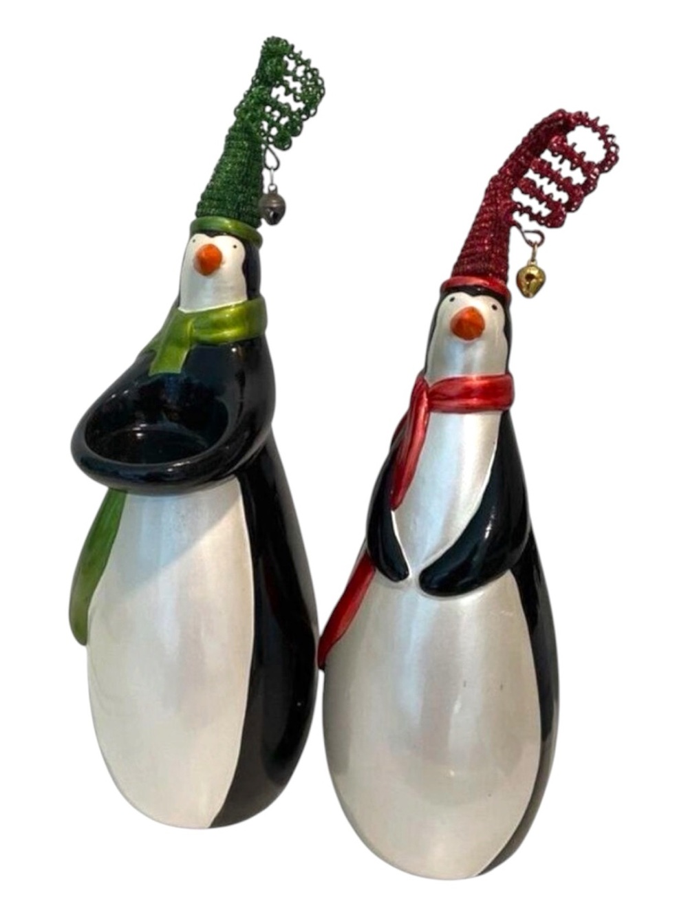 Festive Penguin Candle Holders Ceramic Christmas Ornaments Holiday Decor